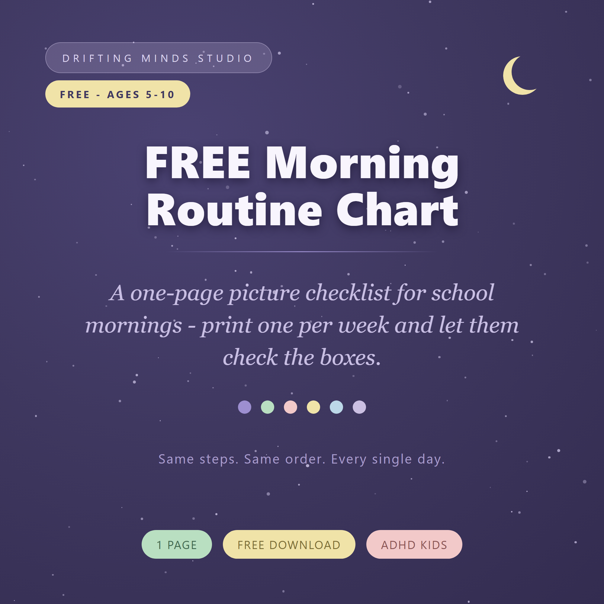 FREE ADHD Morning Routine Chart for Kids cover