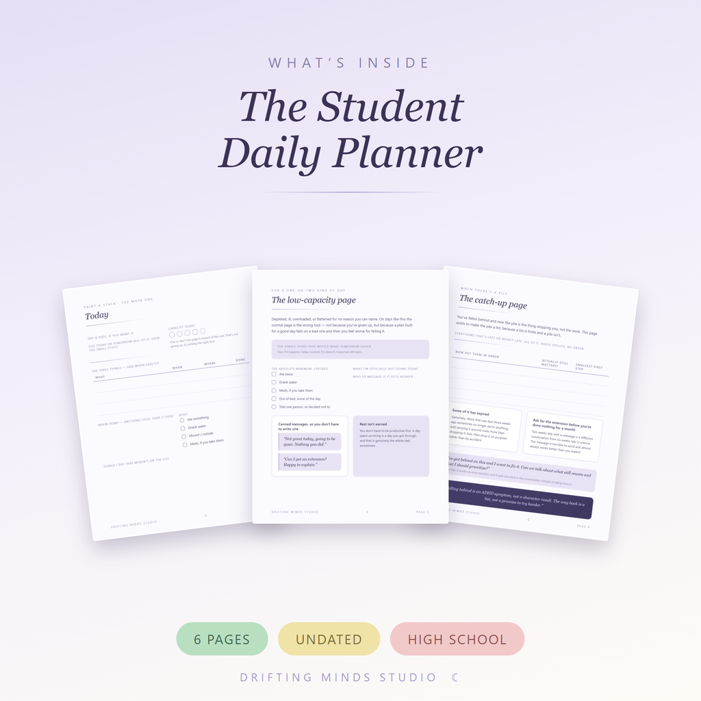 What's inside - ADHD Student Daily Planner