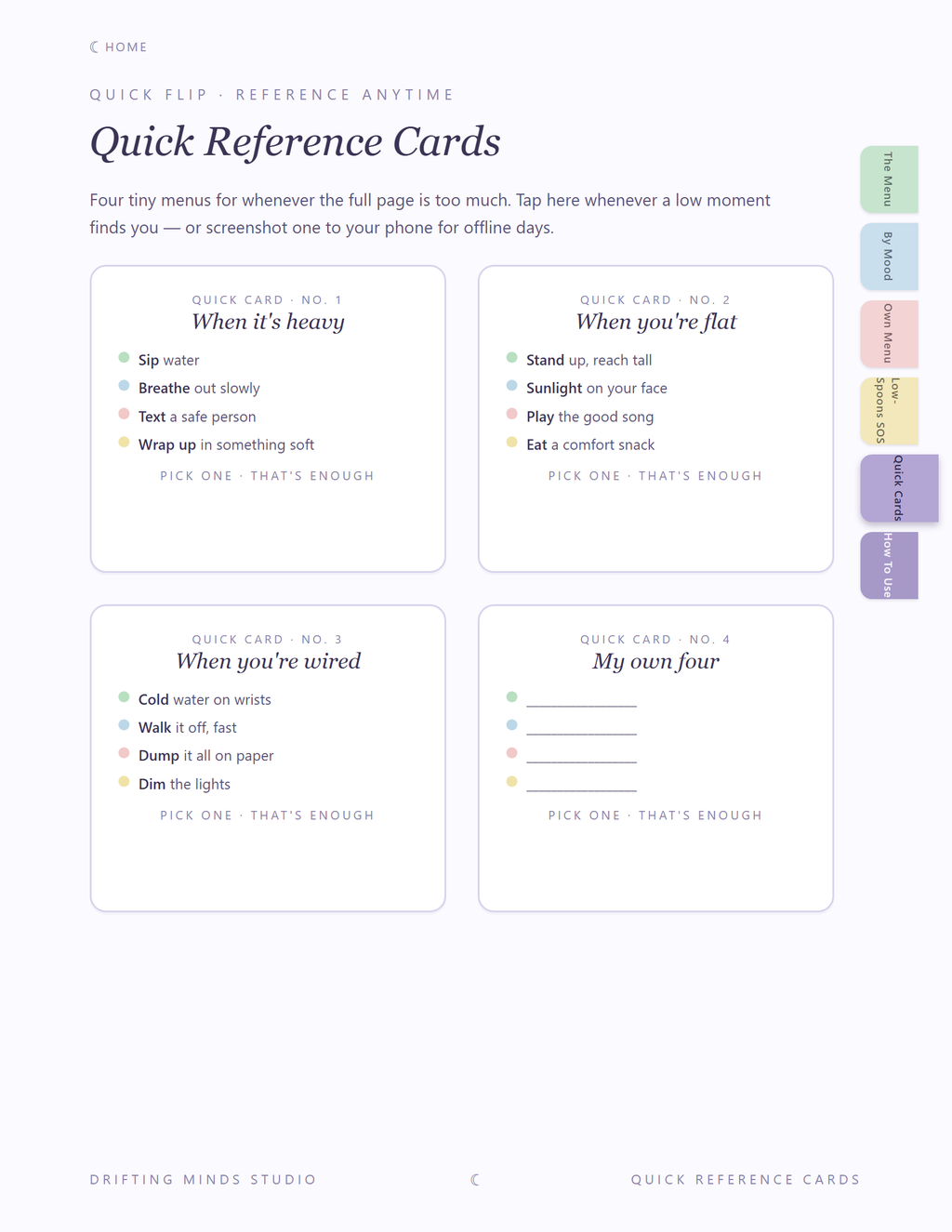 Quick Reference Cards page