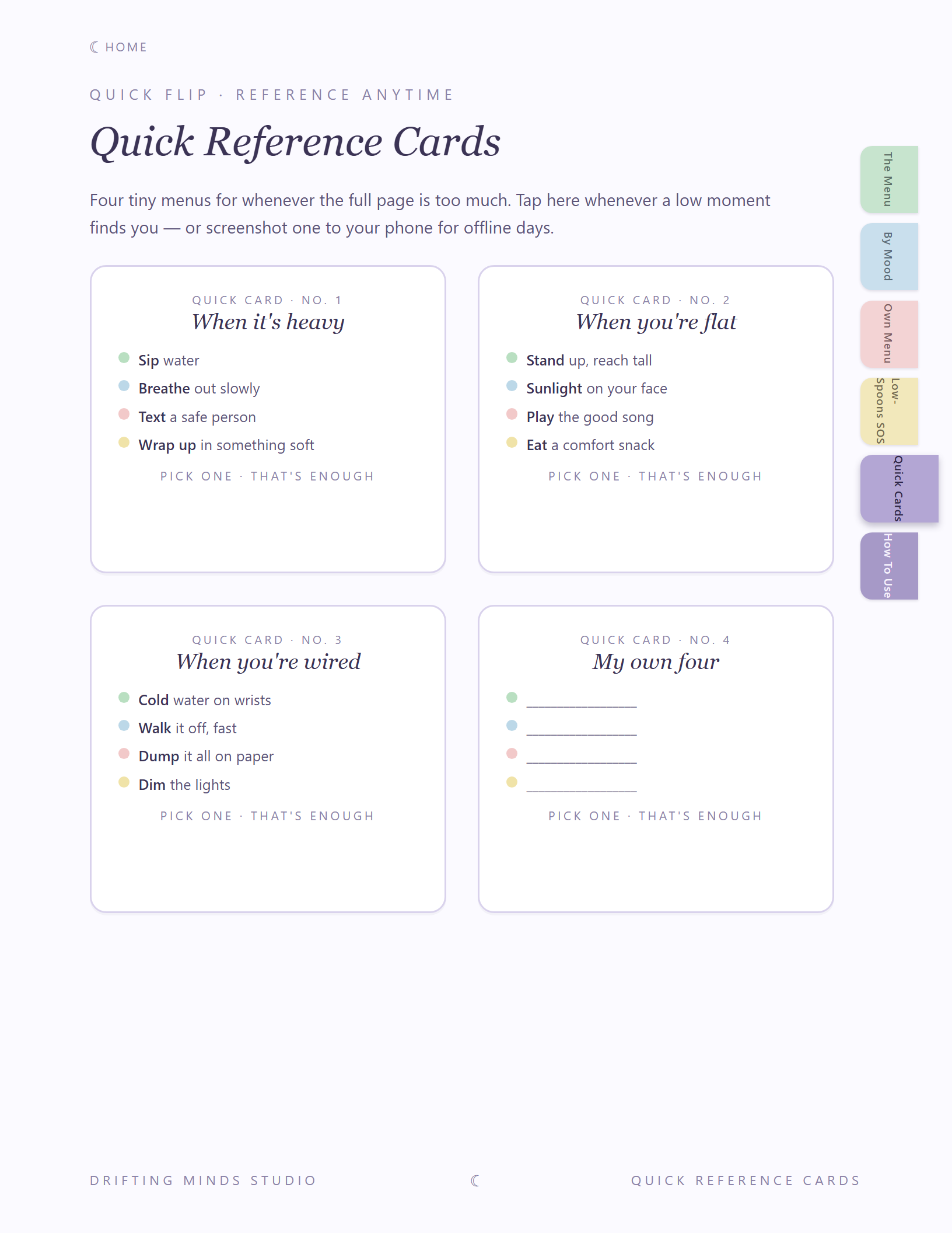 Quick Reference Cards page