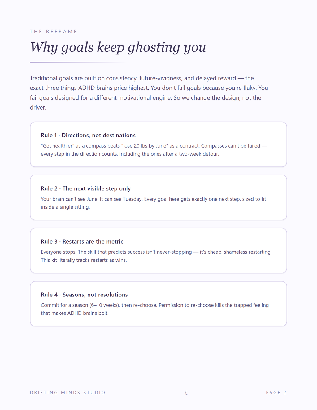 Gentle Goals Kit interior page