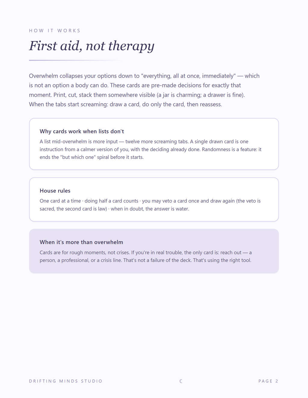 Overwhelm First-Aid Deck grounding cards